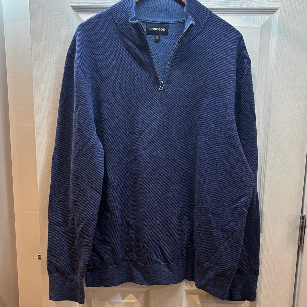 Bonobos Men's Blue Quarter Zip Sweater
